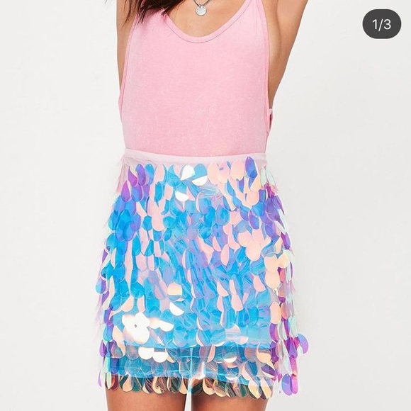 NWT Missguided Large Sequin iridescent Skirt - Picture 2 of 4